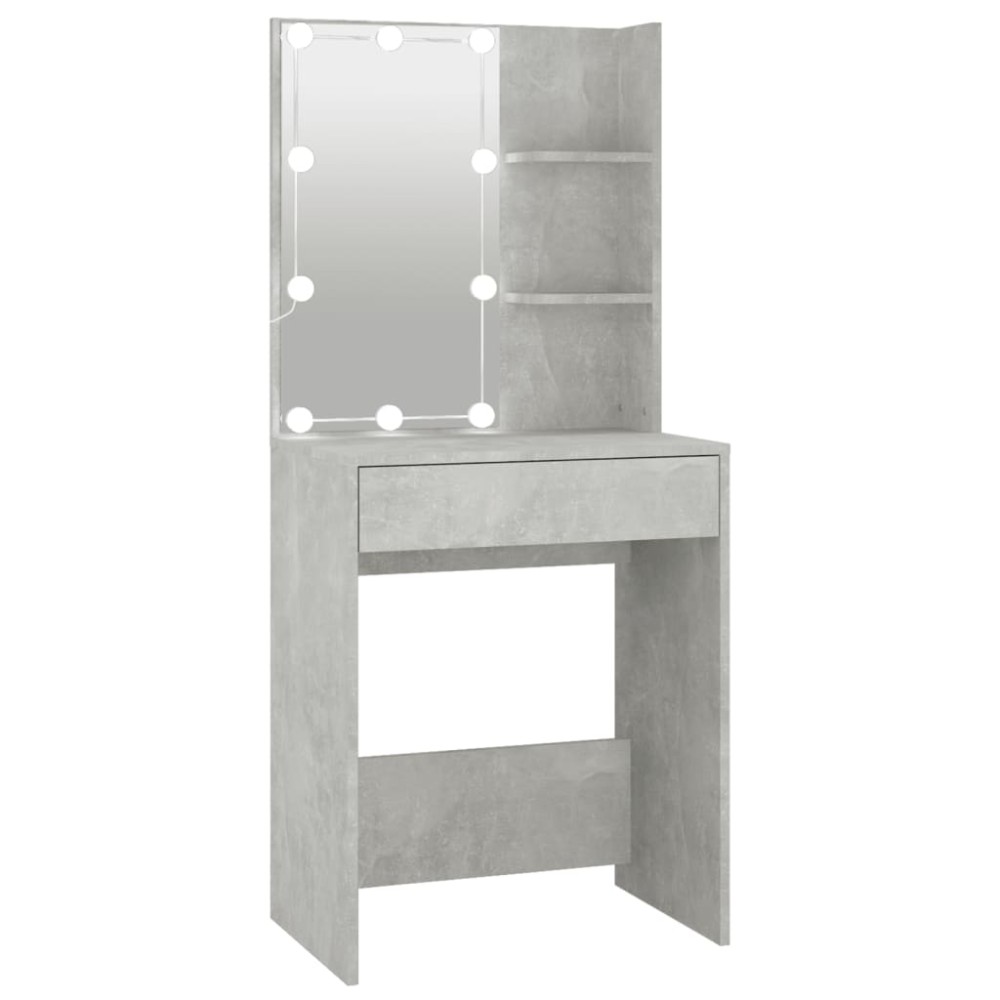 vidaXL Masă de toaletă cu LED, gri beton, 60x40x140 cm