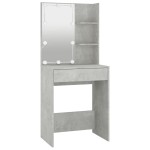 vidaXL Masă de toaletă cu LED, gri beton, 60x40x140 cm vidaXL Masă de toaletă cu LED, gri beton, 60x40x140 cm
