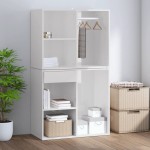 vidaXL Dulap de dressing, alb extralucios, 80x40x65 cm, lemn compozit