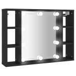 vidaXL Dulap cu oglindă și LED, negru, 76x15x55 cm vidaXL Dulap cu oglindă și LED, negru, 76x15x55 cm