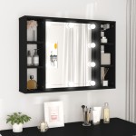 vidaXL Dulap cu oglindă și LED, negru, 76x15x55 cm vidaXL Dulap cu oglindă și LED, negru, 76x15x55 cm