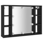 vidaXL Dulap cu oglindă și LED, negru, 76x15x55 cm vidaXL Dulap cu oglindă și LED, negru, 76x15x55 cm