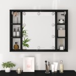 vidaXL Dulap cu oglindă și LED, negru, 76x15x55 cm vidaXL Dulap cu oglindă și LED, negru, 76x15x55 cm