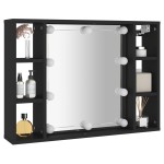 vidaXL Dulap cu oglindă și LED, negru, 76x15x55 cm vidaXL Dulap cu oglindă și LED, negru, 76x15x55 cm