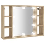 vidaXL Dulap cu oglindă și LED, stejar sonoma, 76x15x55 cm vidaXL Dulap cu oglindă și LED, stejar sonoma, 76x15x55 cm