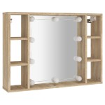 vidaXL Dulap cu oglindă și LED, stejar sonoma, 76x15x55 cm vidaXL Dulap cu oglindă și LED, stejar sonoma, 76x15x55 cm