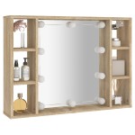 vidaXL Dulap cu oglindă și LED, stejar sonoma, 76x15x55 cm vidaXL Dulap cu oglindă și LED, stejar sonoma, 76x15x55 cm