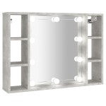 vidaXL Dulap cu oglindă și LED, gri beton, 76x15x55 cm vidaXL Dulap cu oglindă și LED, gri beton, 76x15x55 cm