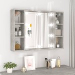 vidaXL Dulap cu oglindă și LED, gri beton, 76x15x55 cm vidaXL Dulap cu oglindă și LED, gri beton, 76x15x55 cm
