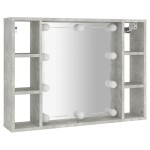 vidaXL Dulap cu oglindă și LED, gri beton, 76x15x55 cm vidaXL Dulap cu oglindă și LED, gri beton, 76x15x55 cm