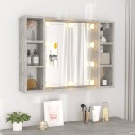 vidaXL Dulap cu oglindă și LED, gri beton, 76x15x55 cm vidaXL Dulap cu oglindă și LED, gri beton, 76x15x55 cm