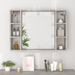 vidaXL Dulap cu oglindă și LED, gri beton, 76x15x55 cm vidaXL Dulap cu oglindă și LED, gri beton, 76x15x55 cm