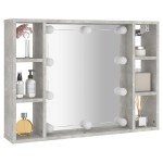 vidaXL Dulap cu oglindă și LED, gri beton, 76x15x55 cm vidaXL Dulap cu oglindă și LED, gri beton, 76x15x55 cm