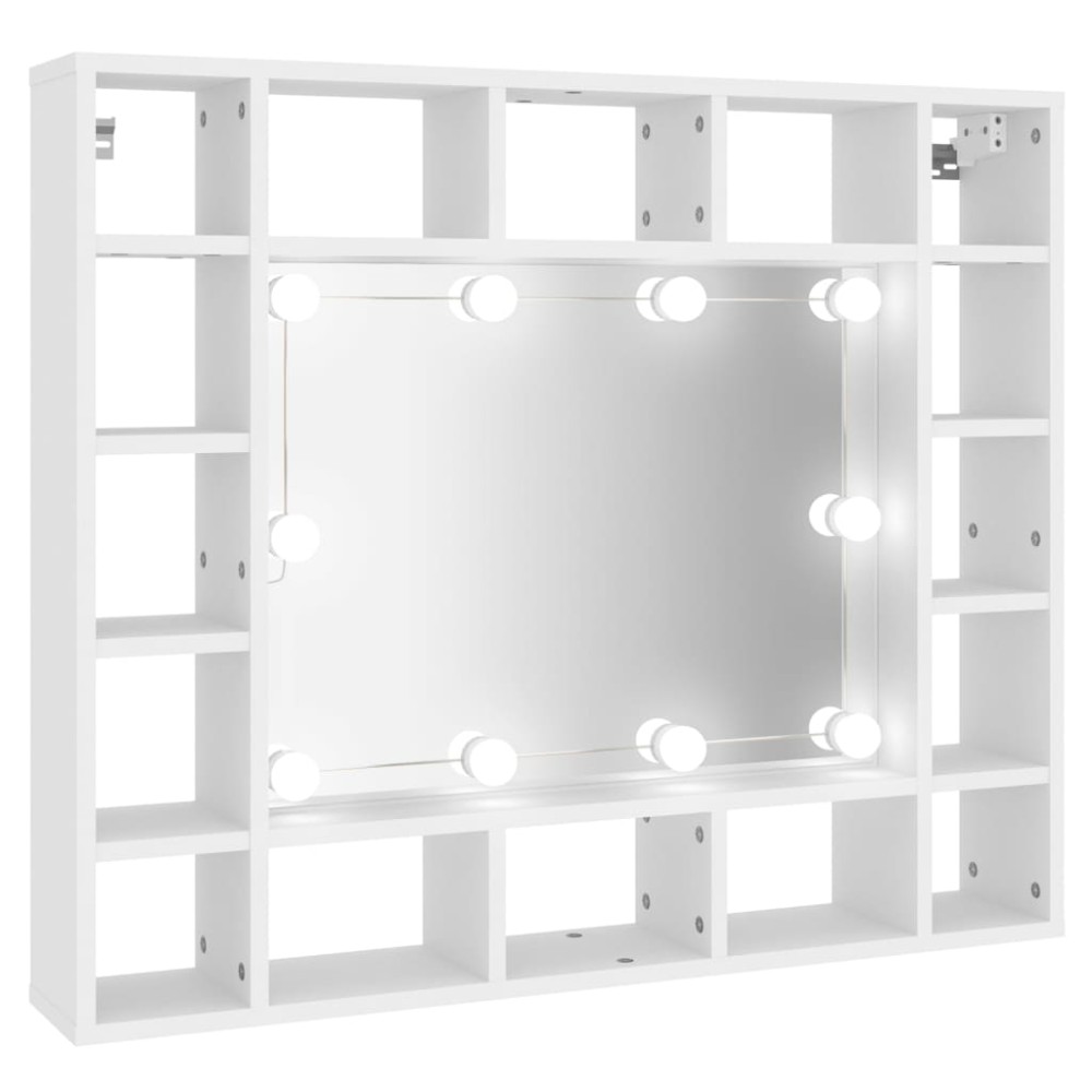 vidaXL Dulap cu oglindă și LED, alb, 91x15x76,5 cm