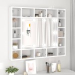 vidaXL Dulap cu oglindă și LED, alb, 91x15x76,5 cm vidaXL Dulap cu oglindă și LED, alb, 91x15x76,5 cm