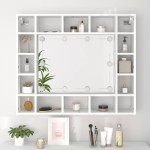 vidaXL Dulap cu oglindă și LED, alb, 91x15x76,5 cm vidaXL Dulap cu oglindă și LED, alb, 91x15x76,5 cm