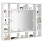 vidaXL Dulap cu oglindă și LED, alb, 91x15x76,5 cm vidaXL Dulap cu oglindă și LED, alb, 91x15x76,5 cm