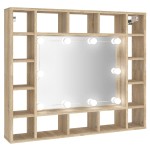 vidaXL Dulap cu oglindă și LED, stejar sonoma, 91x15x76,5 cm vidaXL Dulap cu oglindă și LED, stejar sonoma, 91x15x76,5 cm
