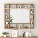 vidaXL Dulap cu oglindă și LED, stejar sonoma, 91x15x76,5 cm vidaXL Dulap cu oglindă și LED, stejar sonoma, 91x15x76,5 cm