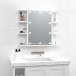vidaXL Dulap cu oglindă și LED, alb, 70x16,5x60 cm vidaXL Dulap cu oglindă și LED, alb, 70x16,5x60 cm