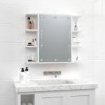 vidaXL Dulap cu oglindă și LED, alb, 70x16,5x60 cm vidaXL Dulap cu oglindă și LED, alb, 70x16,5x60 cm
