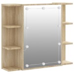 vidaXL Dulap cu oglindă și LED, stejar sonoma, 70x16,5x60 cm vidaXL Dulap cu oglindă și LED, stejar sonoma, 70x16,5x60 cm