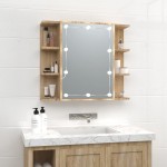 vidaXL Dulap cu oglindă și LED, stejar sonoma, 70x16,5x60 cm vidaXL Dulap cu oglindă și LED, stejar sonoma, 70x16,5x60 cm