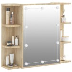 vidaXL Dulap cu oglindă și LED, stejar sonoma, 70x16,5x60 cm vidaXL Dulap cu oglindă și LED, stejar sonoma, 70x16,5x60 cm