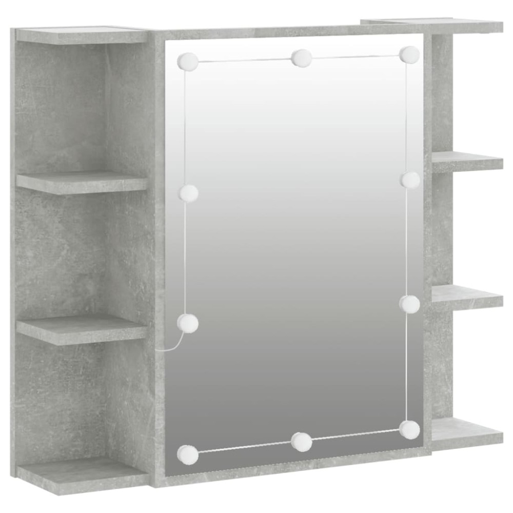 vidaXL Dulap cu oglindă și LED, gri beton, 70x16,5x60 cm