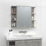 vidaXL Dulap cu oglindă și LED, gri beton, 70x16,5x60 cm vidaXL Dulap cu oglindă și LED, gri beton, 70x16,5x60 cm