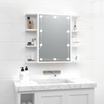 vidaXL Dulap cu oglindă și LED, alb extralucios, 70x16,5x60 cm vidaXL Dulap cu oglindă și LED, alb extralucios, 70x16,5x60 cm