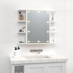 vidaXL Dulap cu oglindă și LED, alb extralucios, 70x16,5x60 cm vidaXL Dulap cu oglindă și LED, alb extralucios, 70x16,5x60 cm
