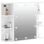 vidaXL Dulap cu oglindă și LED, alb extralucios, 70x16,5x60 cm vidaXL Dulap cu oglindă și LED, alb extralucios, 70x16,5x60 cm