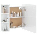 vidaXL Dulap cu oglindă și LED, alb extralucios, 70x16,5x60 cm vidaXL Dulap cu oglindă și LED, alb extralucios, 70x16,5x60 cm