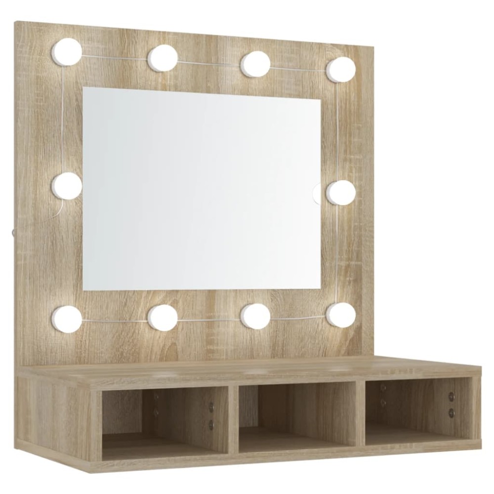 vidaXL Dulap cu oglindă și LED, stejar sonoma, 60x31,5x62 cm