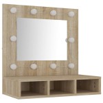 vidaXL Dulap cu oglindă și LED, stejar sonoma, 60x31,5x62 cm vidaXL Dulap cu oglindă și LED, stejar sonoma, 60x31,5x62 cm