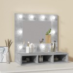vidaXL Dulap cu oglindă și LED, gri beton, 60x31,5x62 cm vidaXL Dulap cu oglindă și LED, gri beton, 60x31,5x62 cm