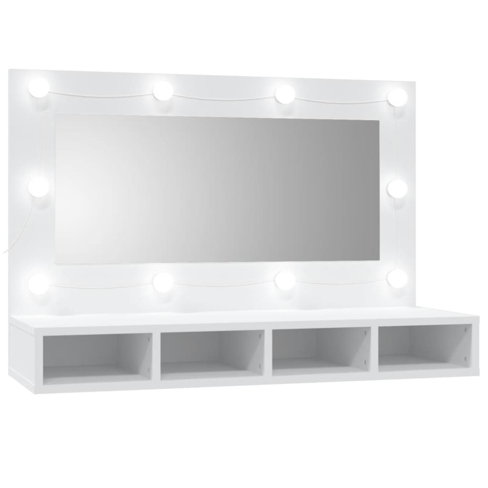 vidaXL Dulap cu oglindă și LED, alb, 90x31,5x62 cm