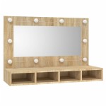 vidaXL Dulap cu oglindă și LED, stejar sonoma, 90x31,5x62 cm vidaXL Dulap cu oglindă și LED, stejar sonoma, 90x31,5x62 cm