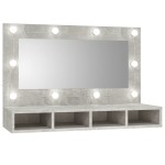 vidaXL Dulap cu oglindă și LED, gri beton, 90x31,5x62 cm vidaXL Dulap cu oglindă și LED, gri beton, 90x31,5x62 cm