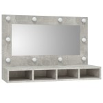 vidaXL Dulap cu oglindă și LED, gri beton, 90x31,5x62 cm vidaXL Dulap cu oglindă și LED, gri beton, 90x31,5x62 cm
