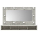 vidaXL Dulap cu oglindă și LED, gri beton, 90x31,5x62 cm vidaXL Dulap cu oglindă și LED, gri beton, 90x31,5x62 cm