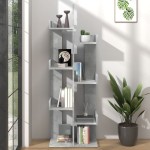 vidaXL Bibliotecă, gri beton, 48x25,5x140 cm, PAL vidaXL Bibliotecă, gri beton, 48x25,5x140 cm, PAL