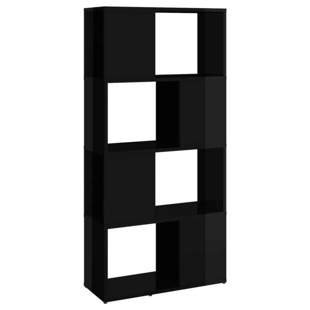 vidaXL Bibliotecă/Separator cameră, negru extralucios, 60x24x124,5 cm