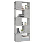 vidaXL Bibliotecă/Separator cameră, gri beton, 60x24x155 cm