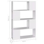 vidaXL Bibliotecă/Separator cameră, alb, 80x24x124,5 cm, PAL