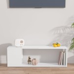 vidaXL Comodă TV, alb extralucios, 100x24x32 cm, PAL vidaXL Comodă TV, alb extralucios, 100x24x32 cm, PAL