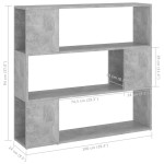 vidaXL Bibliotecă/Separator cameră, gri beton, 100x24x94 cm vidaXL Bibliotecă/Separator cameră, gri beton, 100x24x94 cm
