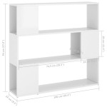 vidaXL Bibliotecă/Separator cameră, alb extralucios, 100x24x94 cm