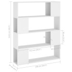 vidaXL Bibliotecă/Separator cameră, alb, 100x24x124 cm